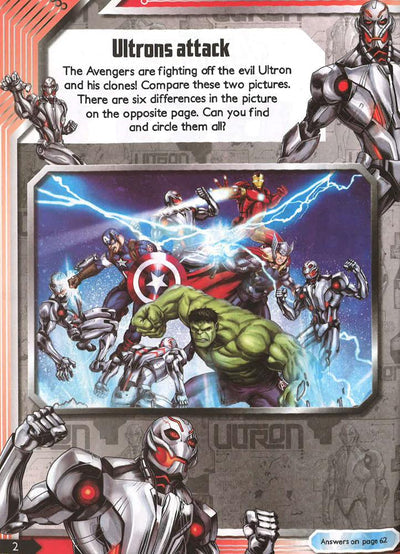 Marvel Avengers Spot the Difference - Puzzles Colouring Stickers