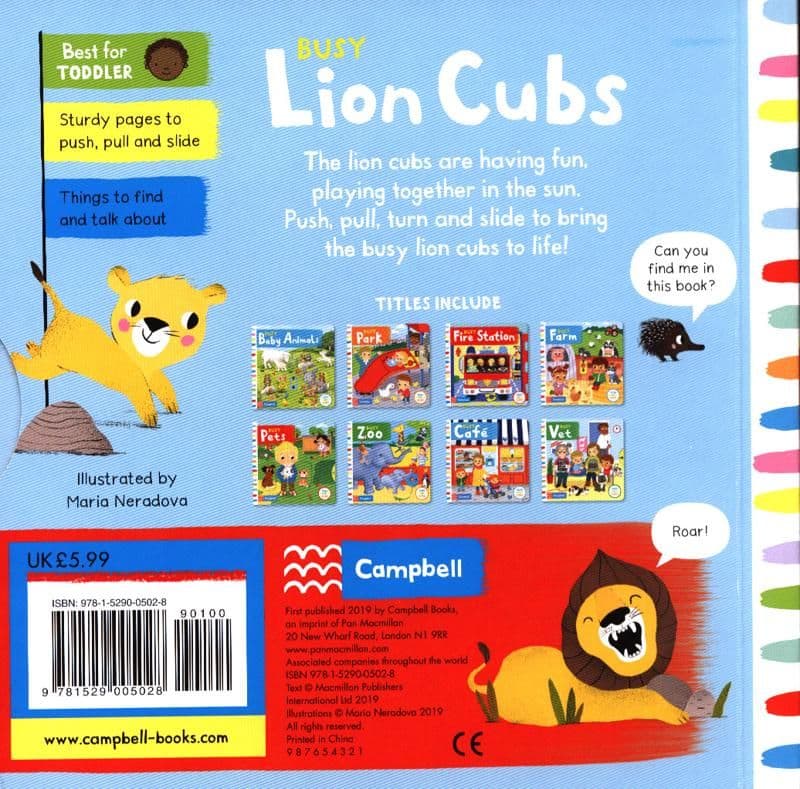 Busy Lion Cubs Campbell (Board Books) PUSH PULL SLIDE