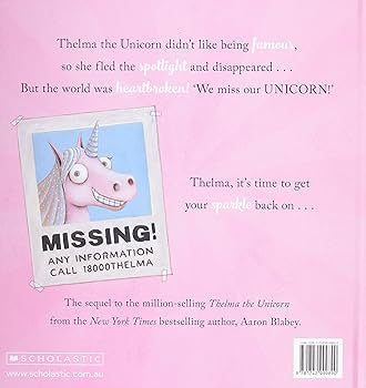 The Return of Thelma the Unicorn by Aaron Blabey SPARKLY COVER!