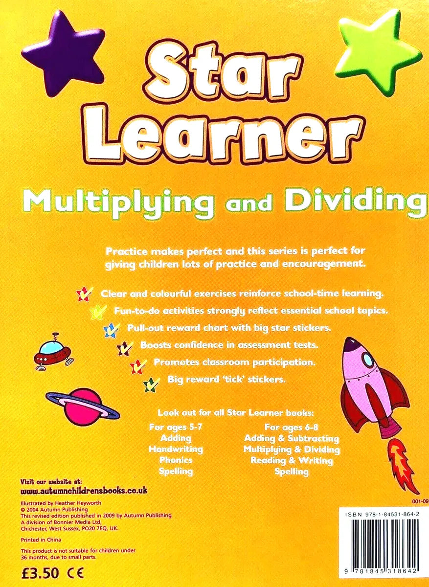 Star Learner Multiplyimg & Dividing Age 6-8 Reward Chart and Stickers