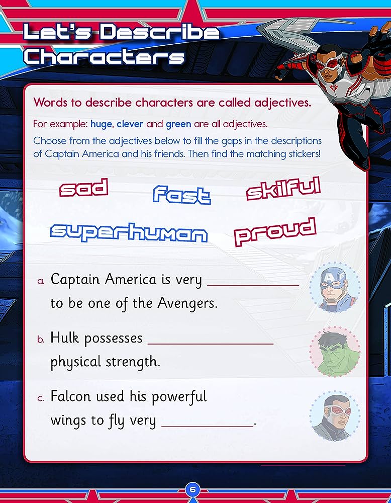 Marvel Captain America English Practice Age 6-7 KS1