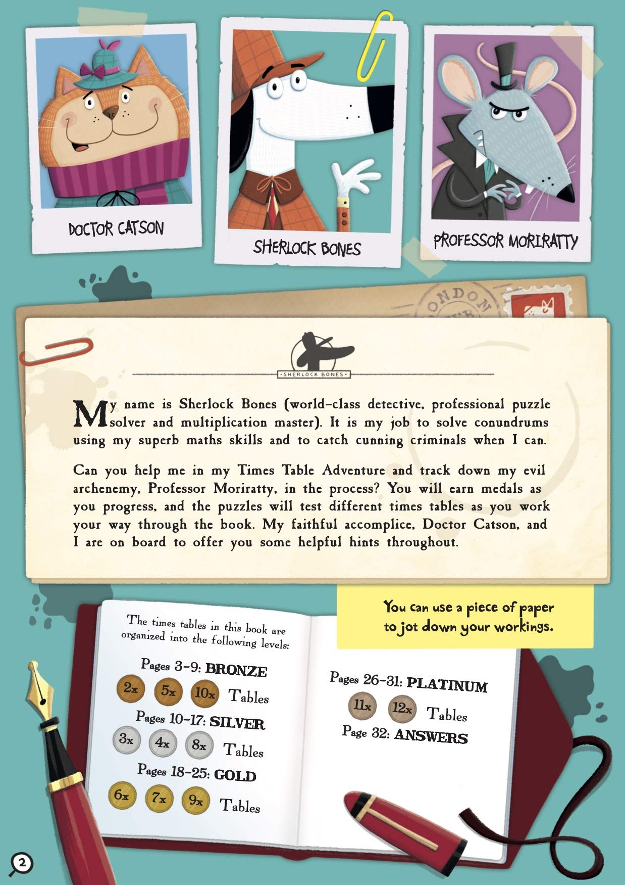 Sherlock Bones and the Times Table Adventure (with secret solver!) Maths KS2