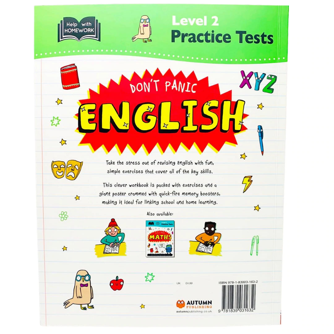 Don’t Panic English Level 2 Practice Tests - Help with Homework (includes revision poster)